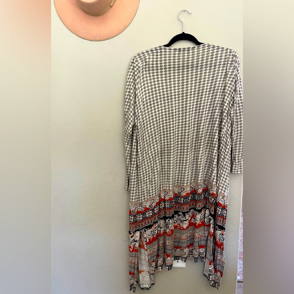 Patrons Of Peace boho print link lined duster kimono size medium
